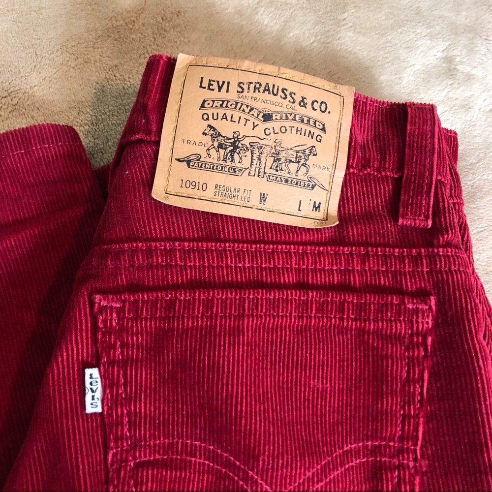 Vintage Levi’s 910 High Waisted Red Corduroy Pants